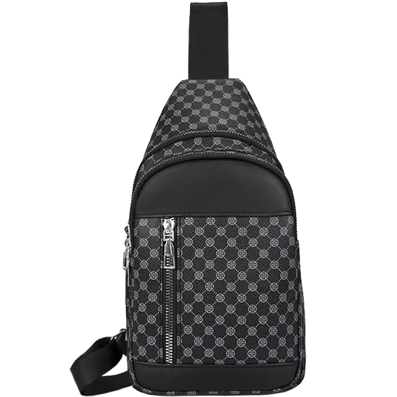 Verstellbarer Riemen Herren Karomuster Sling-Brusttasche Vintage-Print Crossbody-Rucksack Leichte Alltags-Reise-Schultertasche – Detail 7
