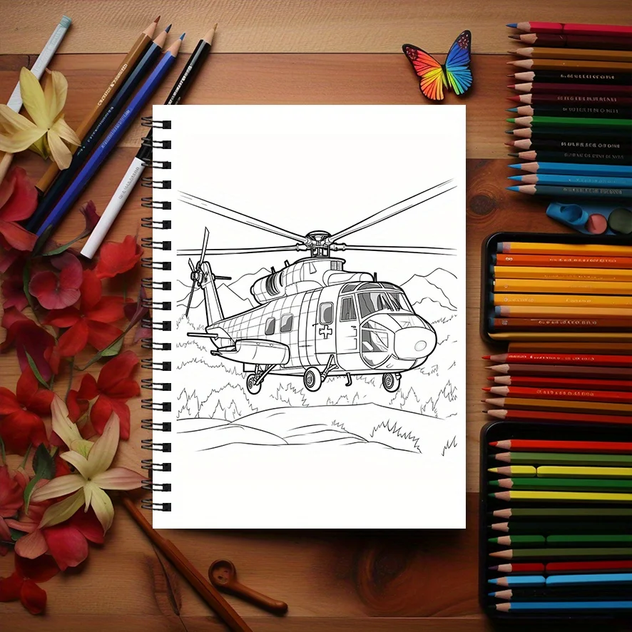 Cloud Voyager Coloring Book - 8.3 x 11.2 inches 22 pages of airplane coloring book - helps relieve stress and emotions, positive