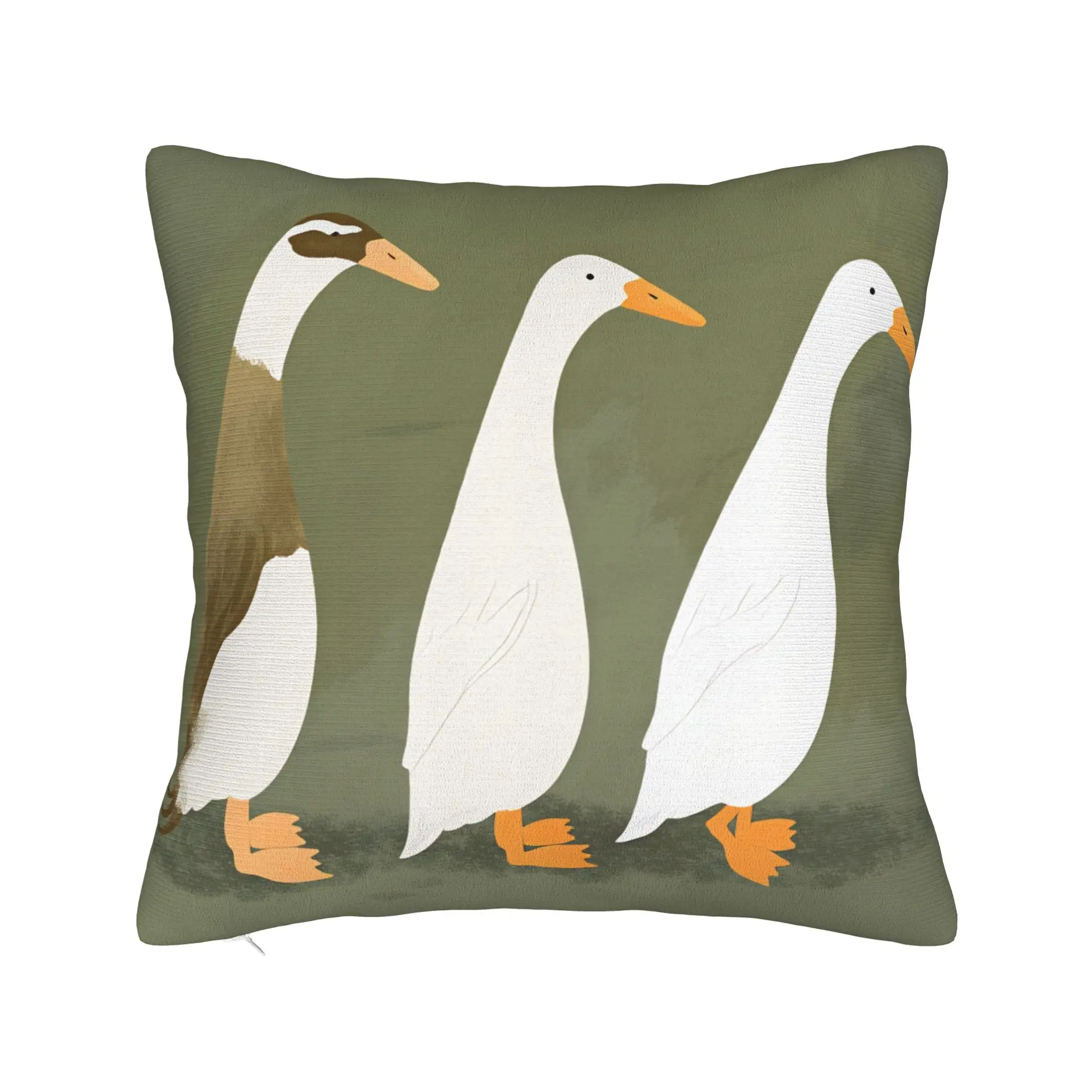 Indian Runner Duck Pillow Case  Square Pillow Cover For Sofa Car Home Decor Cute Funny Pillowcases