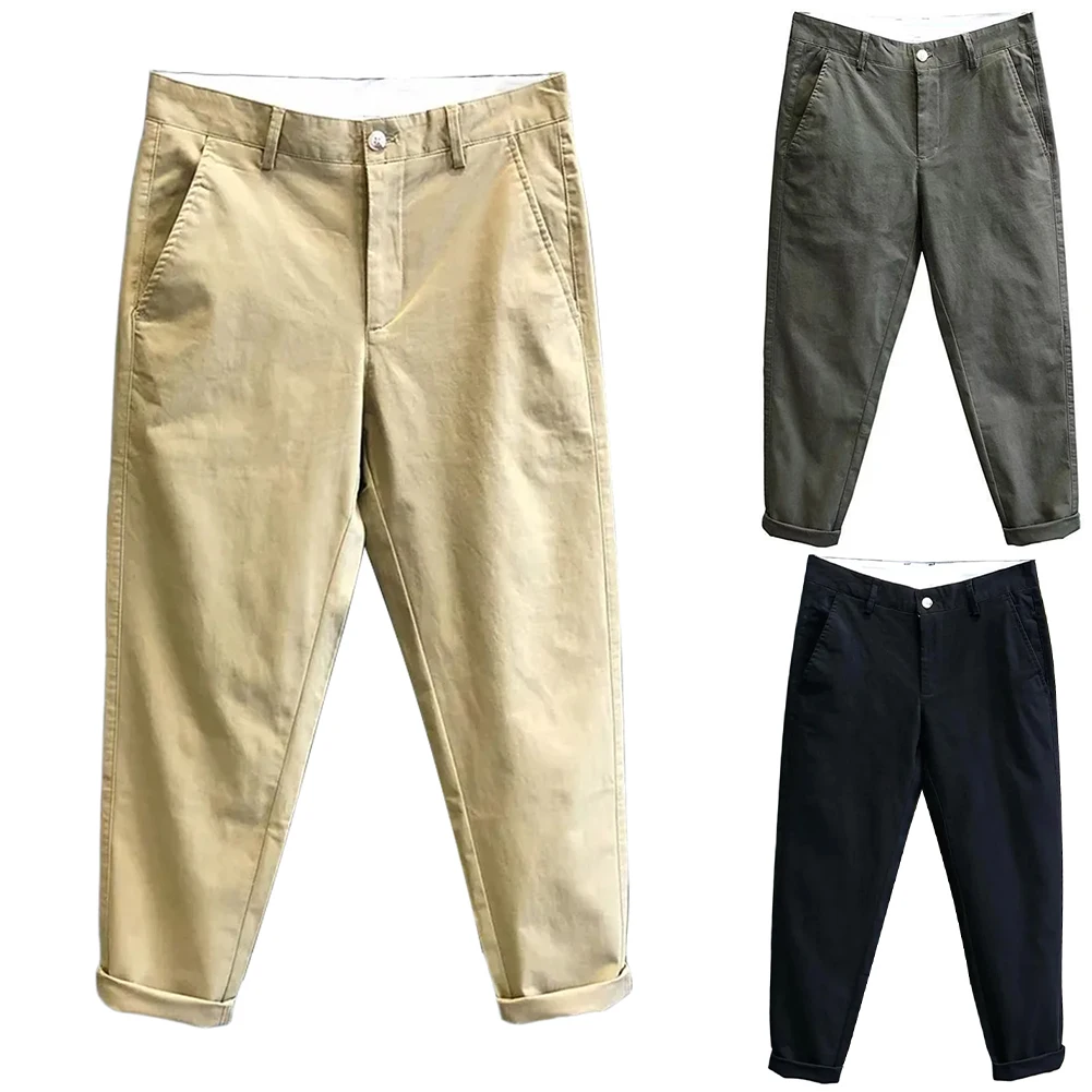

Men's Loose Straight Cargo Trousers - Ankle-Length Workwear Casual All-Match Pants