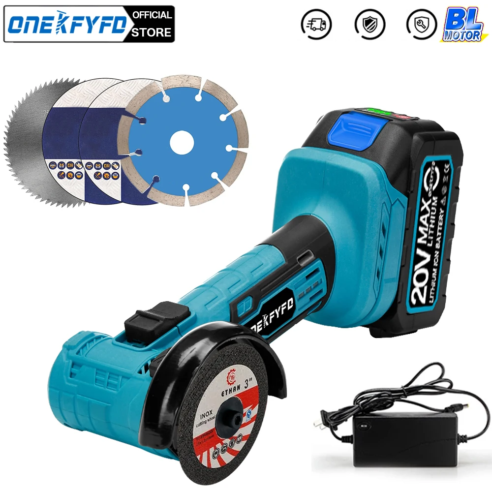 

Brushless Mini 3inch Electric Angle Grinder Rechargeable Angle Grinder 180° Rotation Polishing Machine for 18V Makita Battery