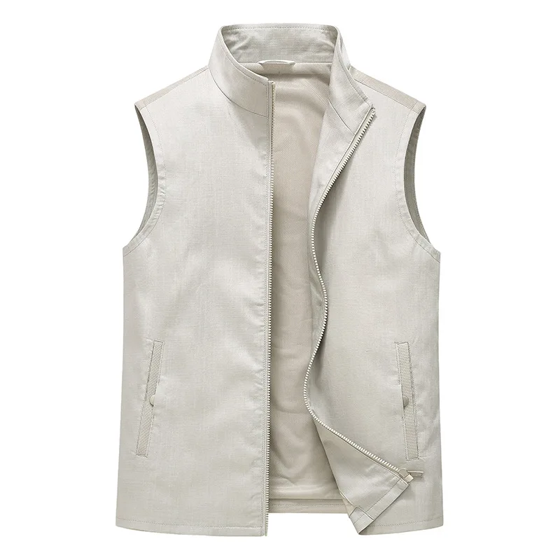 

Men Collar Vest Business High Quality Wool Casual Zipper Vest Clothes