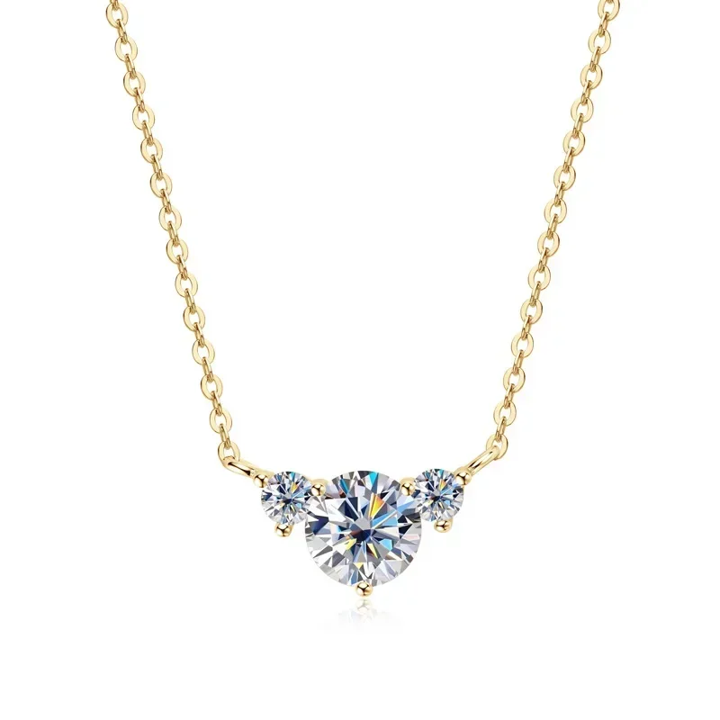 

1.20ctw D Color Three Stone Moissanite Pendant Necklace for Women 925 Sterling Silver Engagement Ring Christmas Jewelry Gifts