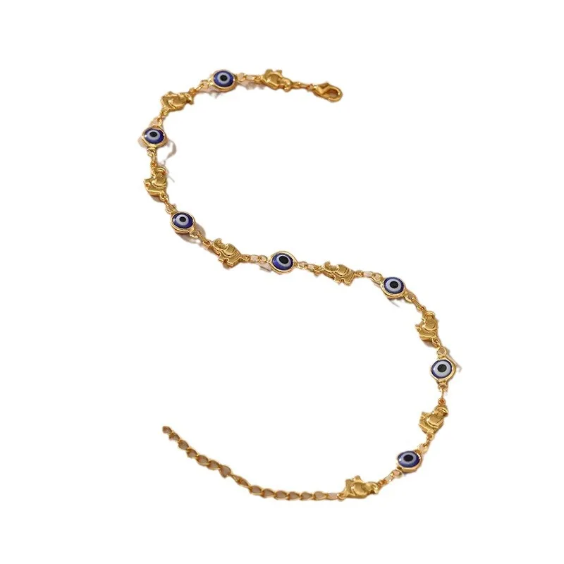 Bohemian Evil Eye Gänseblümchen-Fußkettchen für Frauen, Perlenperlen, Elefanten-Fußkettchen, Armband am Bein, Sandalen, Strandschmuck, Geschenke – Detail 5