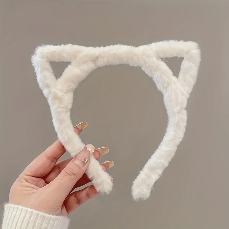 1/4 Stück Katzenohren-Plüsch-Stirnband, große Stirnbänder für Damen, nicht leicht zu beschädigen, leicht zu tragen, Party-Verkleidung, zum Tragen von Haaraccessoires – Detail 2