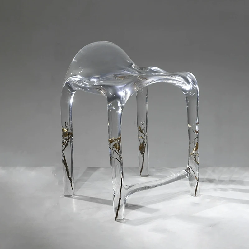 Transparent Resin Chair, Nordic Home Furniture, High Foot, Luxury Bar Stool, Creative Dining Chairs, Living Room Leisure Seat