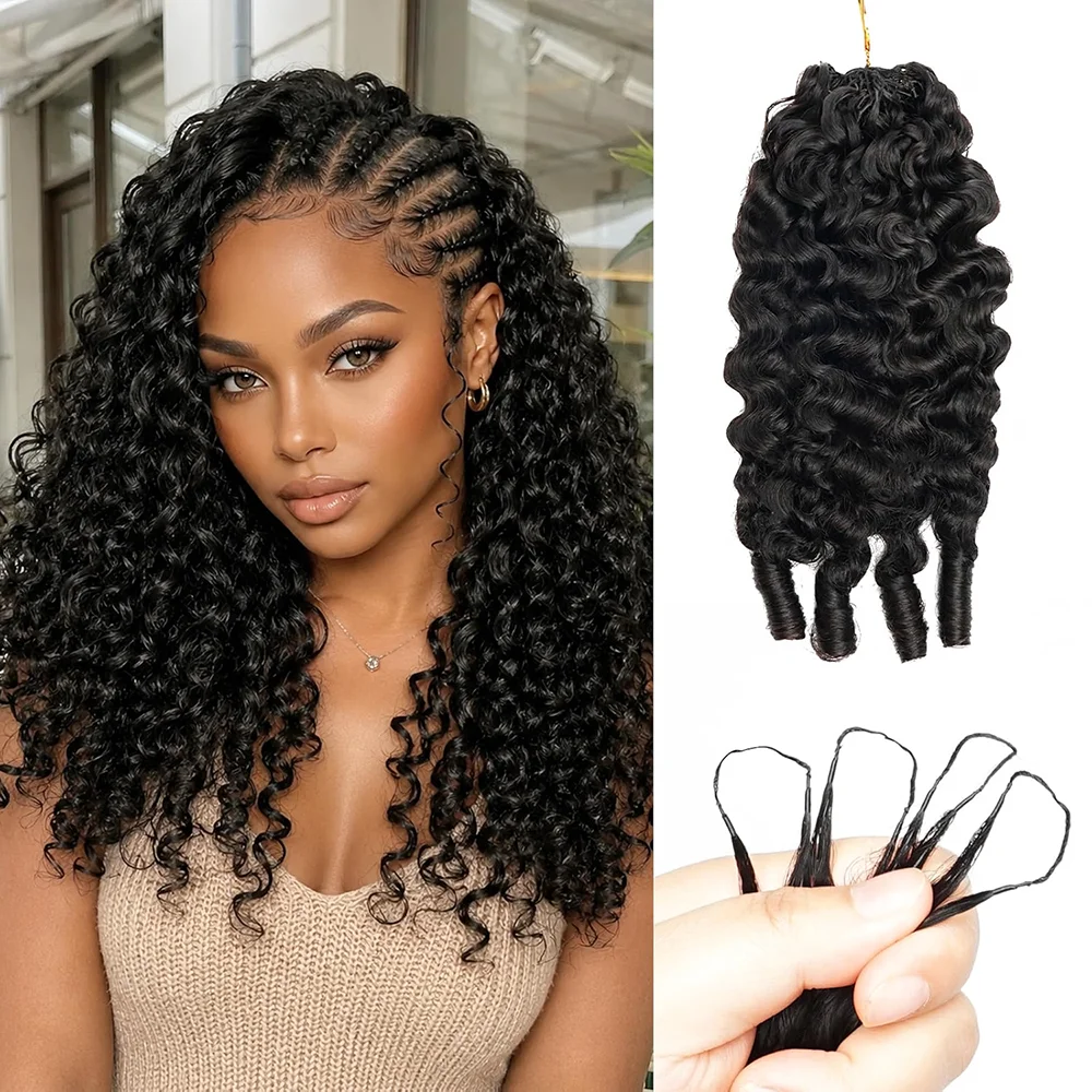 Capelli ricci birmani per crochet, senza nodi, pre-divisi, trecce per crochet con effetto piuma, trecce per crochet leggere e ricce con effetto piuma, nodi miracolosi, ciocche di capelli umani