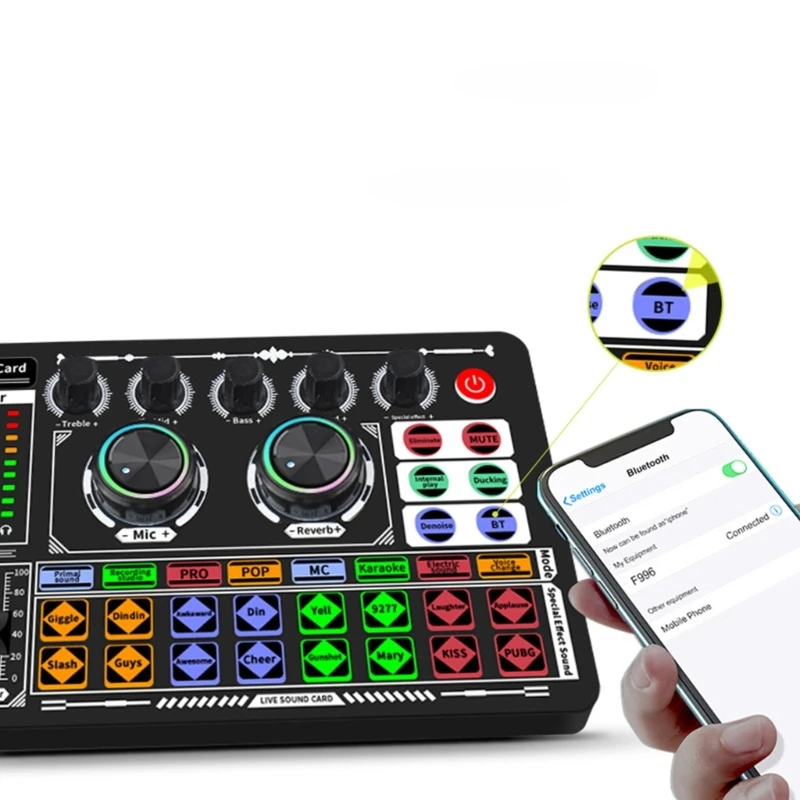 Placa som para microfone, karaokê, gravação streaming