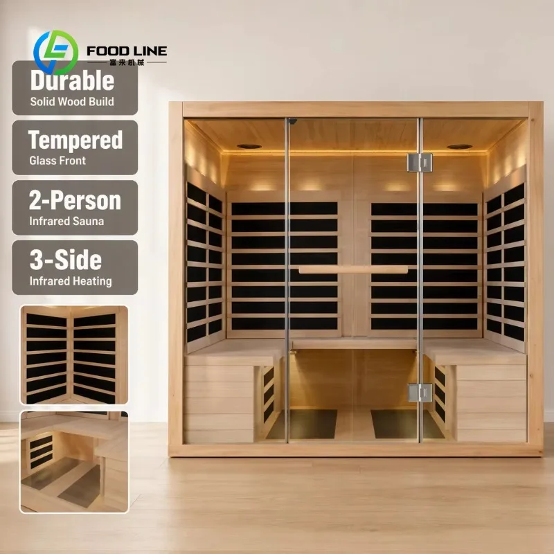 Customized 3-Person Electric Commercial Far Infrared Sauna Solid Red Cedar Hemlock Wood Modern Living Room Bedroom