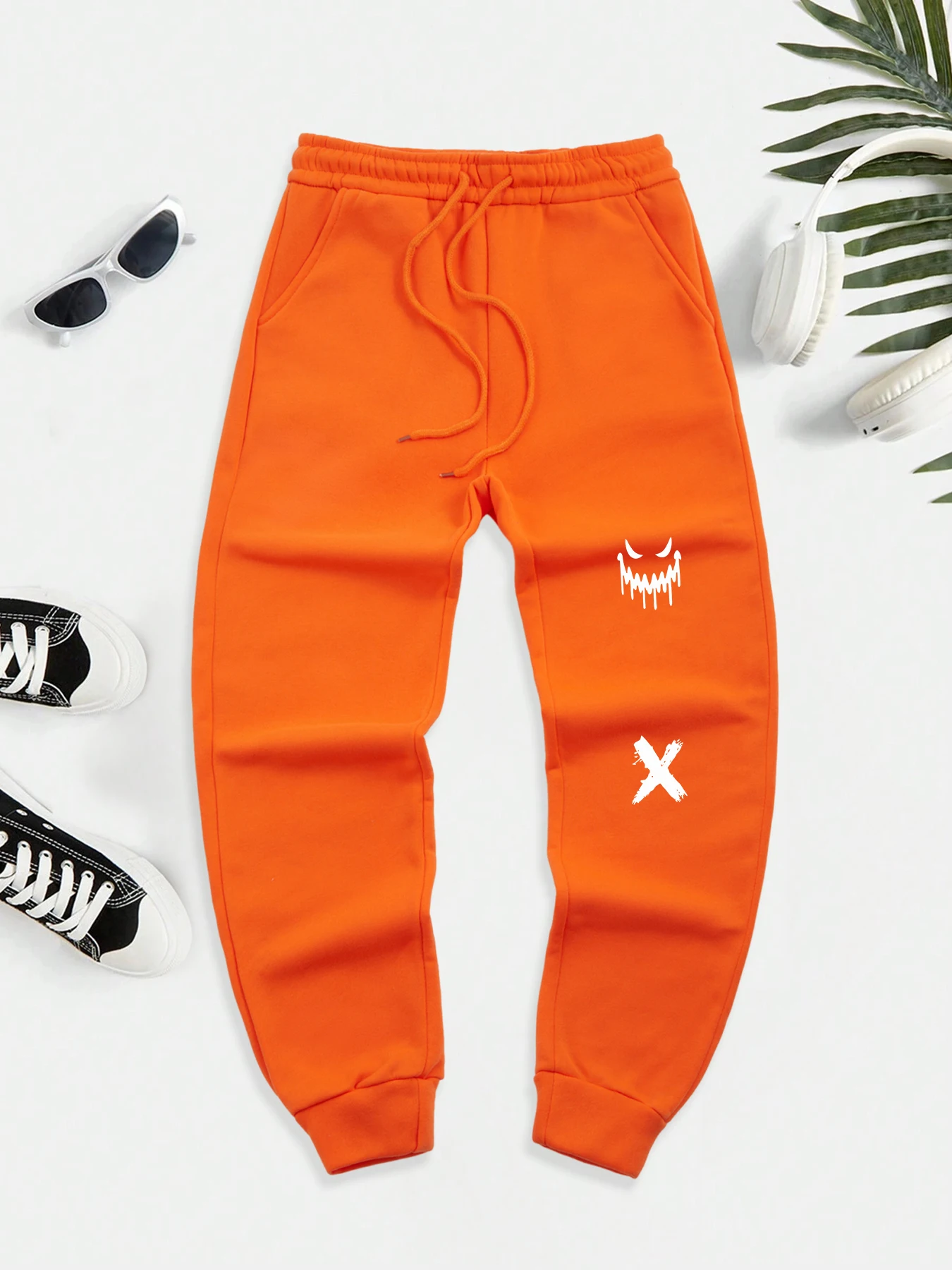 

Ghostface And Cross Printed Men Pants Comfortable Drawstring Long Pant Hip Hop Fleece Male Sweatpants Multicolor Casual Trousers