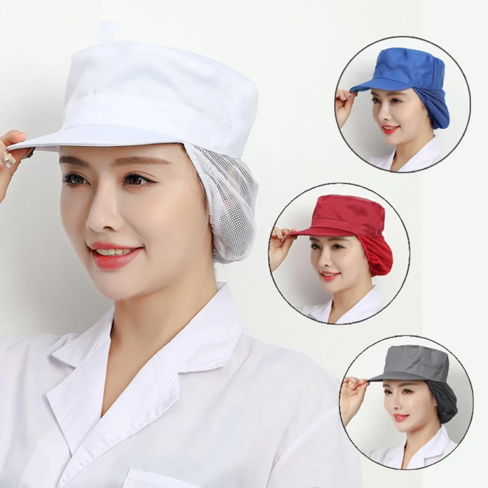 2pcs Mesh Workshop Hat Anti-hair Loss Full Cloth Catering Staff Cap Resuable Adjustable Dust Proof Work Caps Warehouses