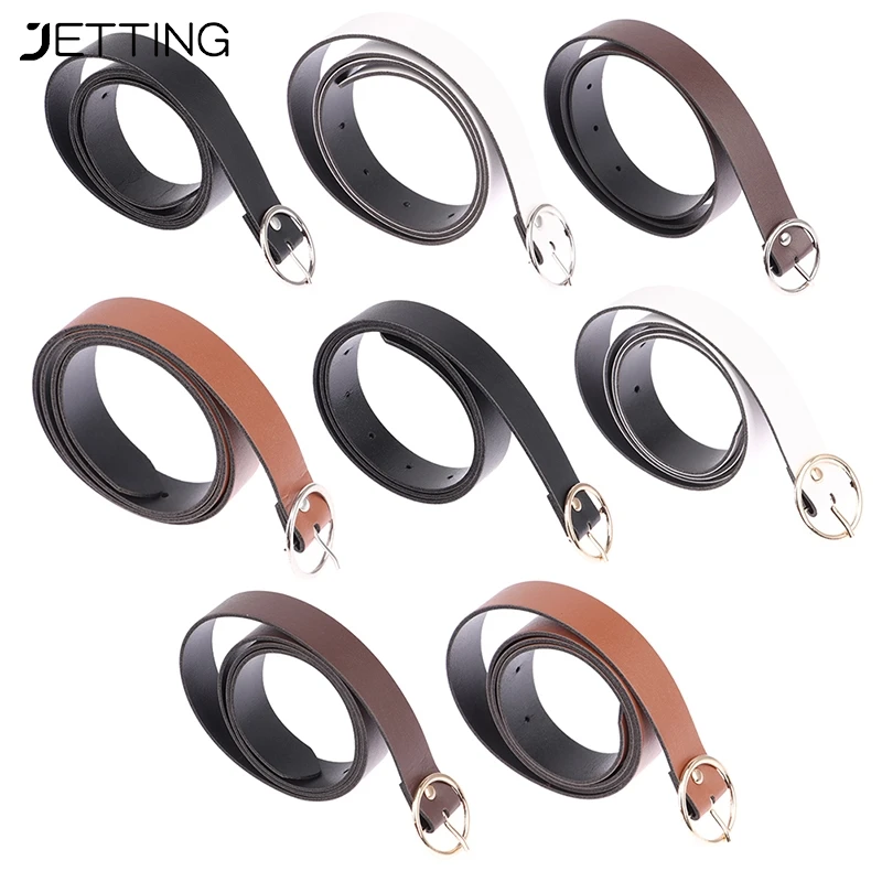 

1Pc 100CM Leather Belt Fashion Waist Belts Metal Circle Buckle Waistband Pants Decorative Belt Women Clothing Accesories