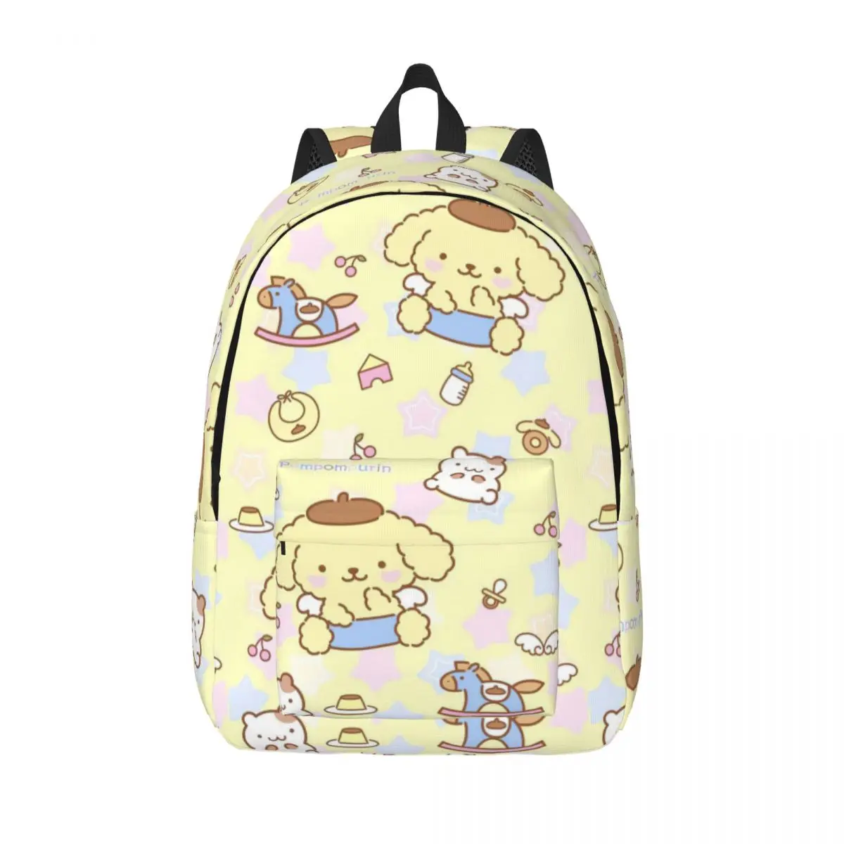 Pom Pom Purin Cartoon Backpack for Men Women Casual High School Hiking Travel Daypack Laptop Canvas Bags Lightweight