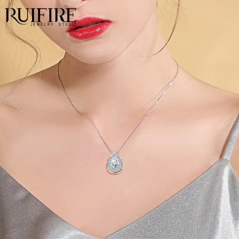 

RUIFIRE Роскошный кулон из муассанита грушевидной огранки, ожерелье из чистого серебра S925 для женщин, винтажные помолвочные свадебные ювелирные изделия, подарок