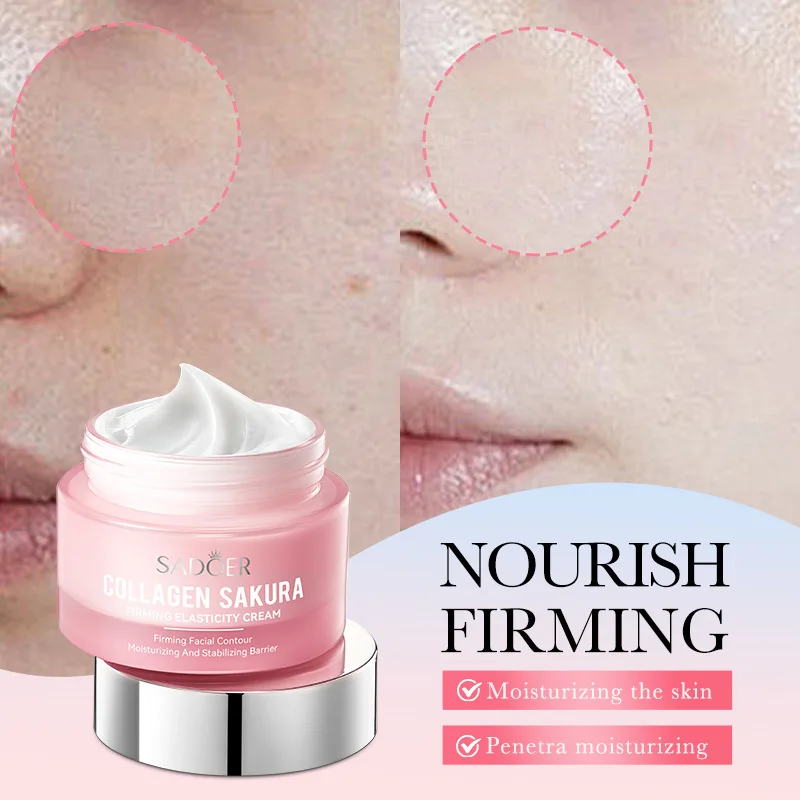 Sakura Essence Cream Collagen Facial Cream Moisturizing Improving Dryness Roughness Firming Anti-aging Beauty Face Skin Care