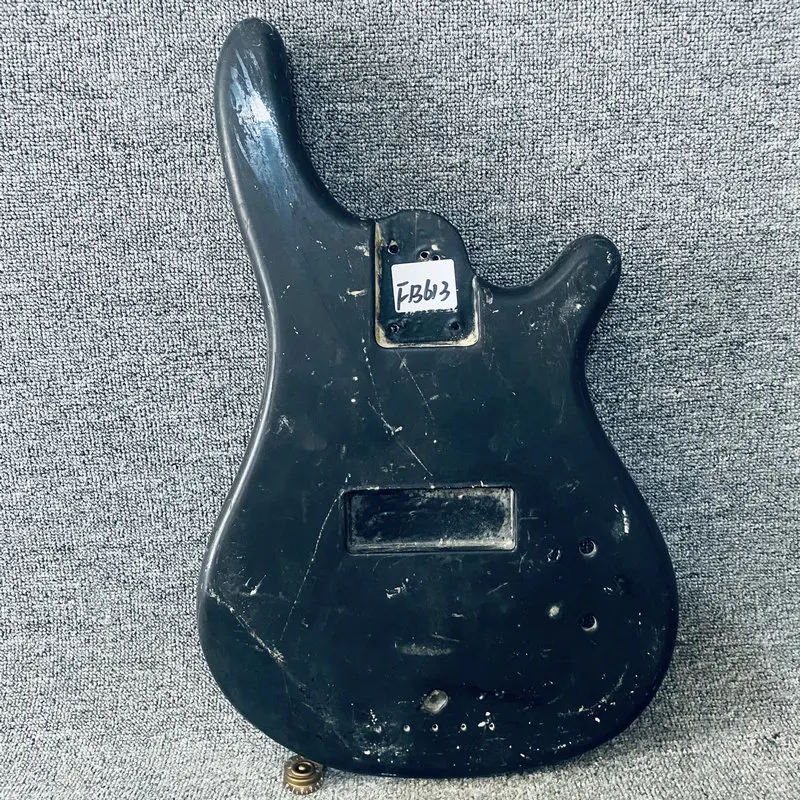 FB613 Custom Order Unfinished Electric Bass Body Black Color Surface Damages Dirty for Bas Guitar Replace and DIY Sales