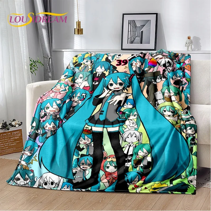 3D Cute M-Mikuu Cartoon Music Characters Blanket,Soft Throw Blanket for Home Bedroom Bed Sofa Picnic Office Cover Gift Kids