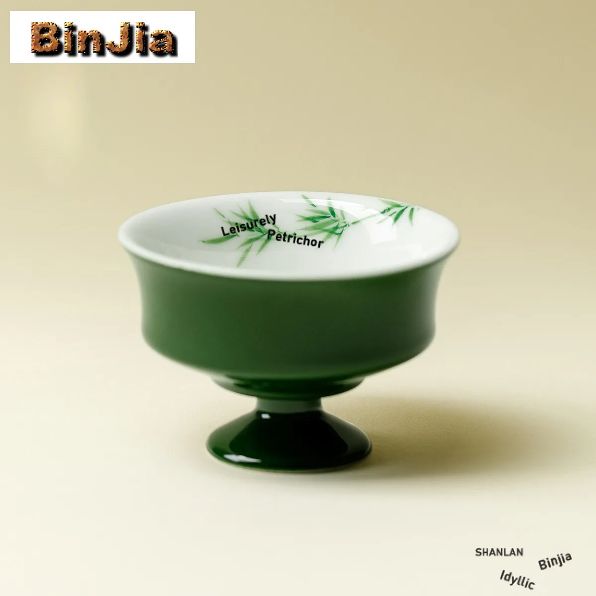 

2 шт./лот, ручная роспись, бамбуковая листовая зеленая чашка с высокими ножками, винтажная чайная чаша, кувшин, чашка для медитации, чашки Chazhan Master, 30 мл