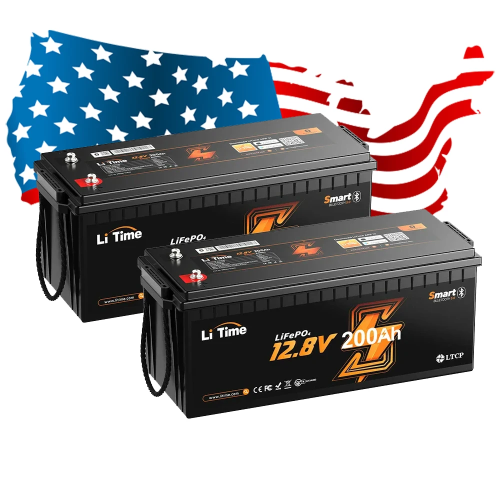 

US Stock Bluetooth LiFePO4 12V 200Ah Battery 40.96kWh EV Grade IP65 Marine Boat/RVs 30-70lbs Lithium Ion Pack For RVs Marine