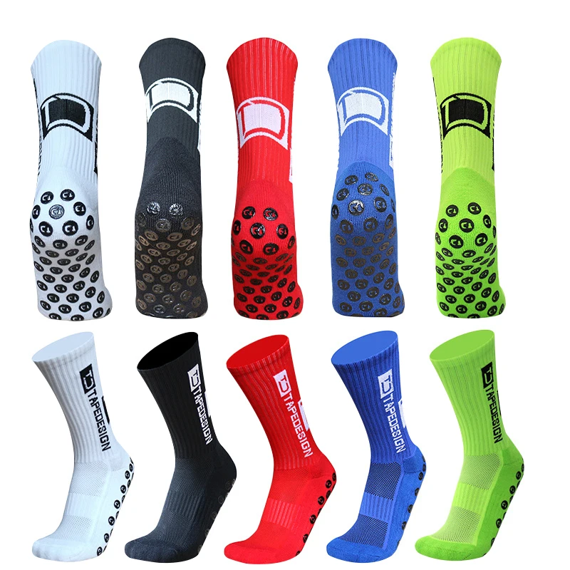 Chaussettes de football rondes en silicone pour hommes et femmes, chaussettes de sport non ald grip, tapedesign, nouveau, 2023