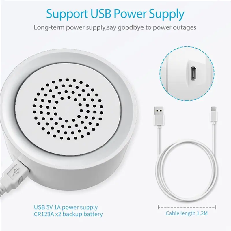EVENTS DAY Tuya Alarm Sound Light Alert USB Intelligent Sensor Compatible For Alexa Google Home