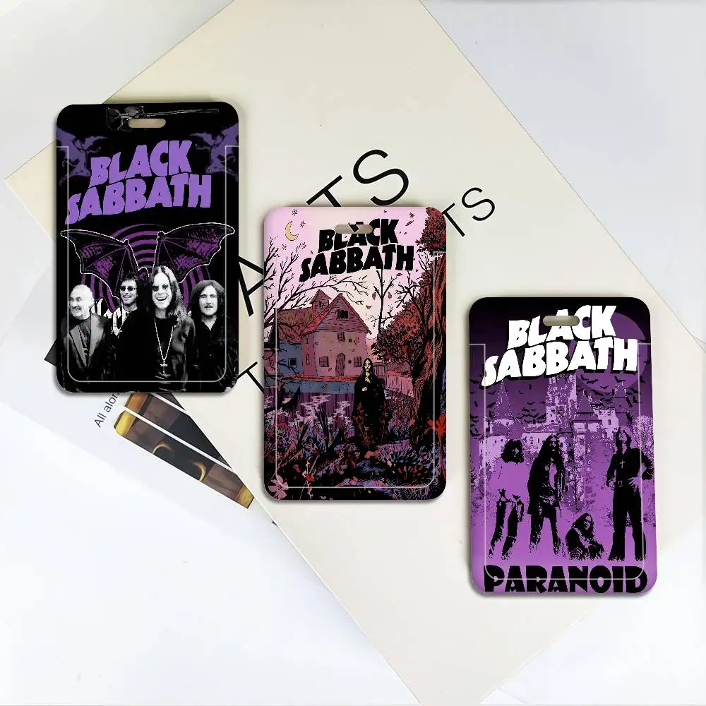 Black Sabbath Heavy Metal Band Work Card Case for Exhibition ID Card Lanyard Badge Card Holder Pass Card Set for Employee