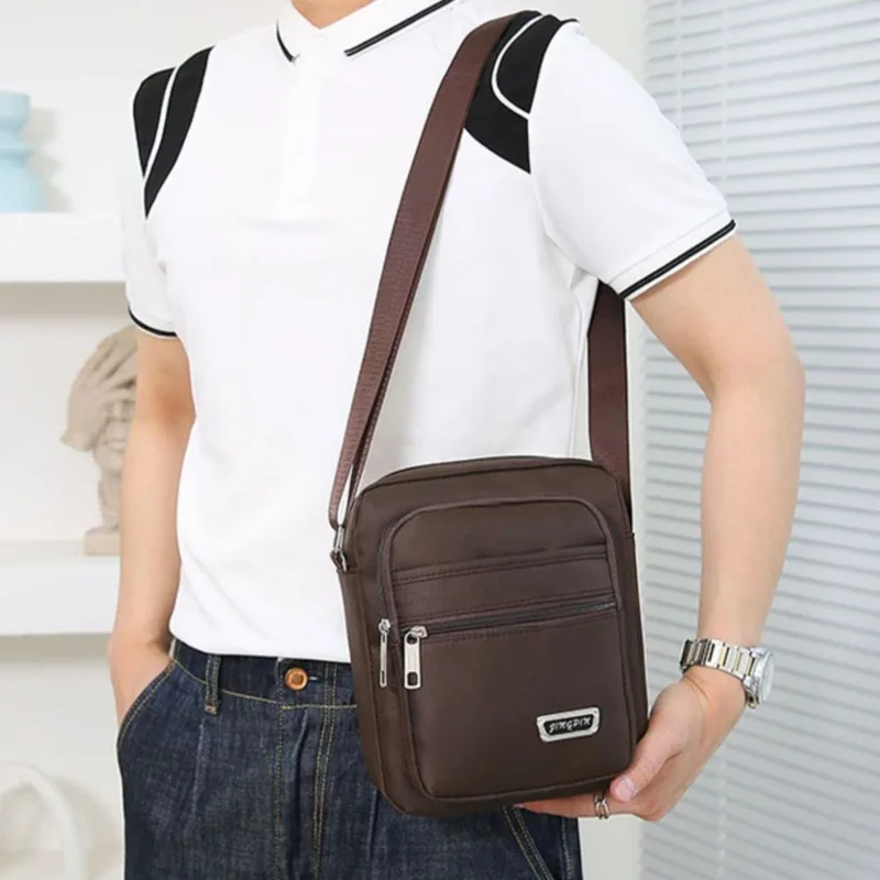 Men's Shoulder Bag Business Leisure Large Capacity Portable Handbag Multi Layer Waterproof Summer Male's Crossbody Bags