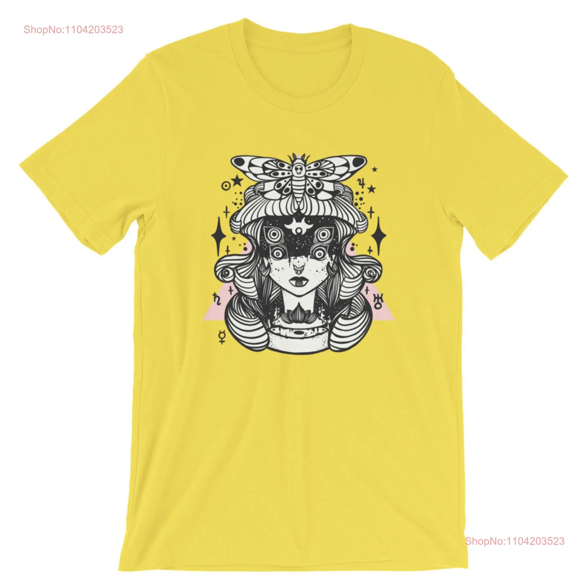 Weird Girl Art With Death Head Moth  T Shirt Unique Yellow Hoe Aesthetic Clothing long or short sleeves