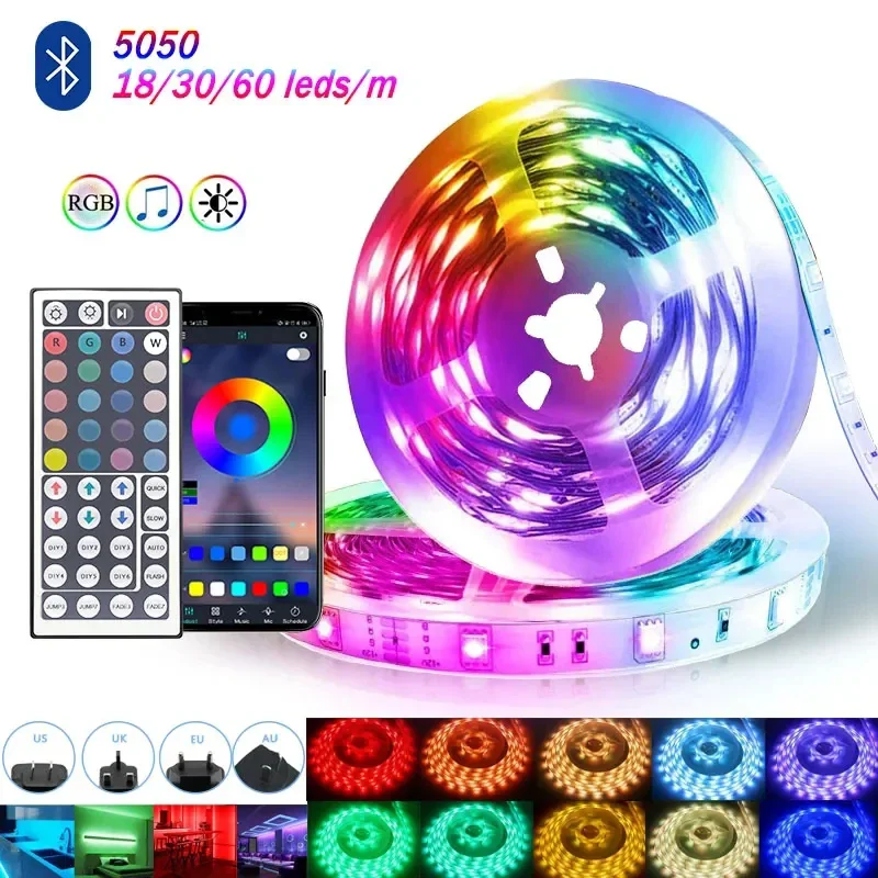 

5M 10M 15 Meters Led Ribbon In Ir Wifi Bluetooth Remote Control Rgb 2835 5050 Led Strip Light 18/30/60 Leds/M Luced Led Room