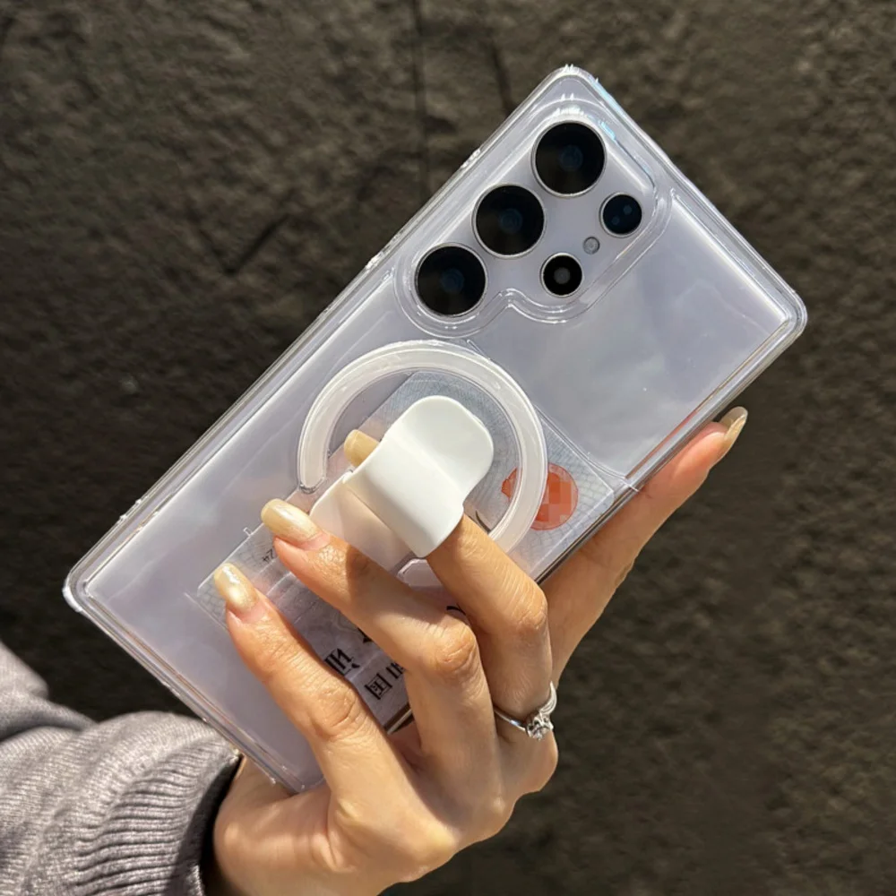 Transparente Magnetische Magsafe-Kartenhalter-Hülle für Samsung S26 Ultra S25 S24 Plus mit Kabelloser Ladefunktion und Stoßfestem Schutz – Detail 4