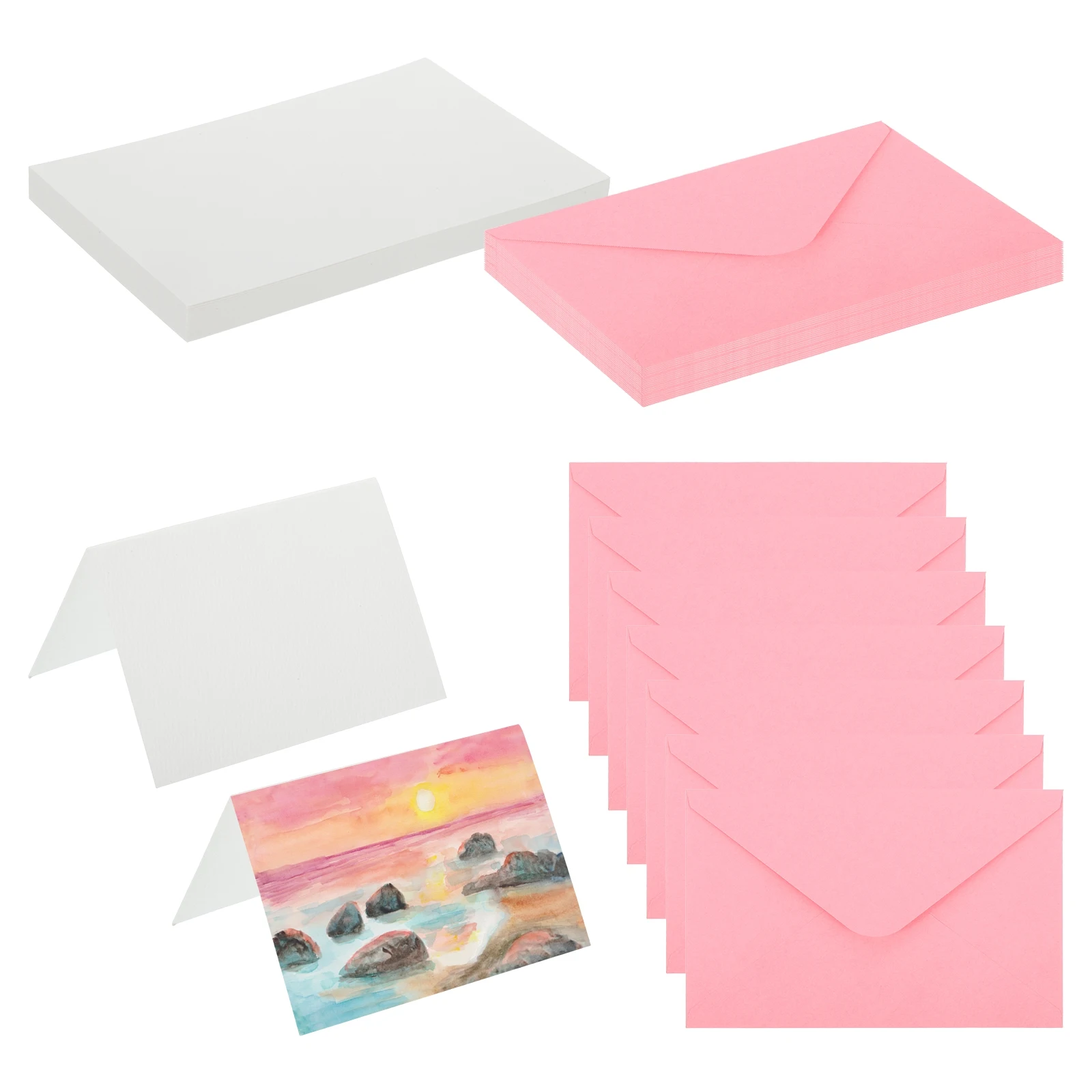 25Sets 4x6Inch/5x7Inch Pure Cotton Watercolor Cards Postcards with Envelopes 140lb/300 GSM for Art Painting Creative Thank Notes