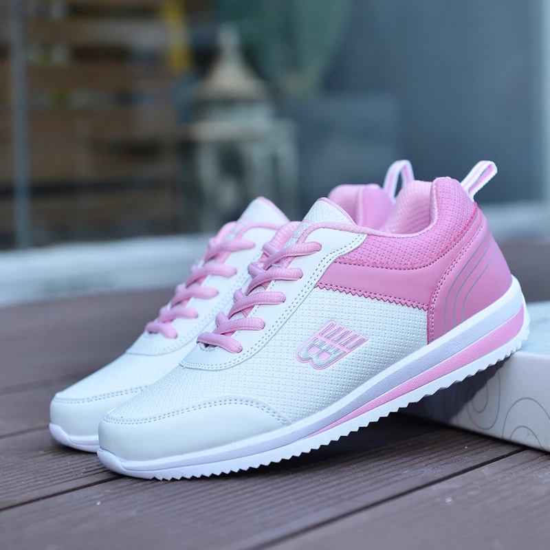 

2024 Fashion White Pink Women's Sports Shoes Comfortable Lightweight Women Running Shoes Non-Slip Platform Walking Sneaker Woman