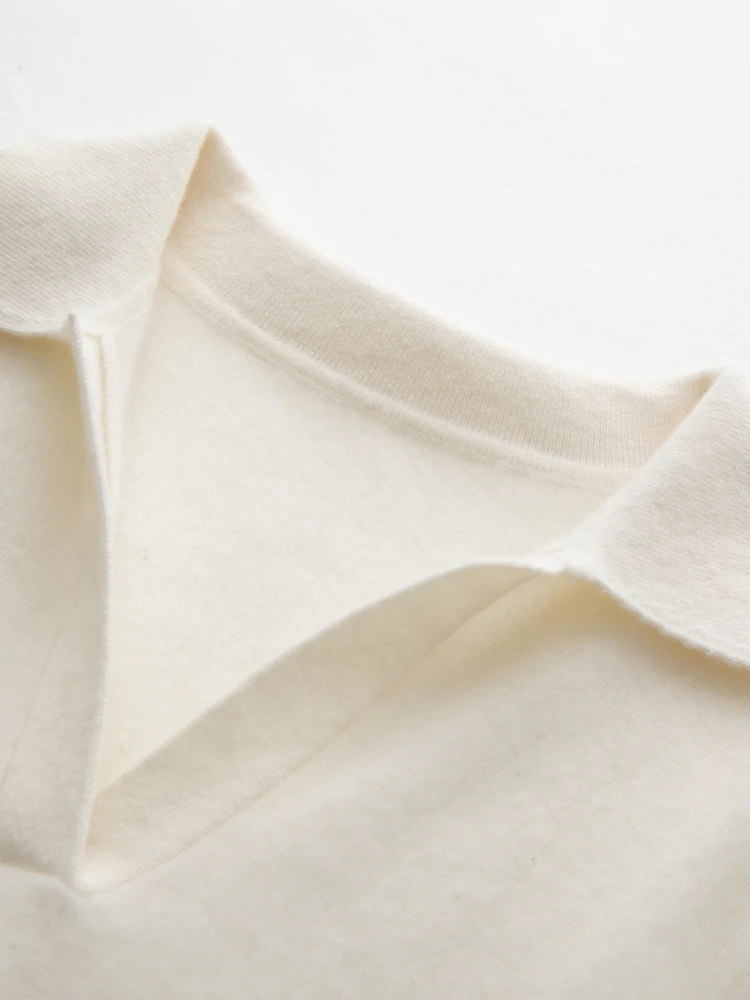 

ADDONEE женский пуловер-поло с v-образным вырезом, свитер, осень-зима, повседневный свободный отложной воротник, 100% кашемировый свитер, трикотаж, джемперы