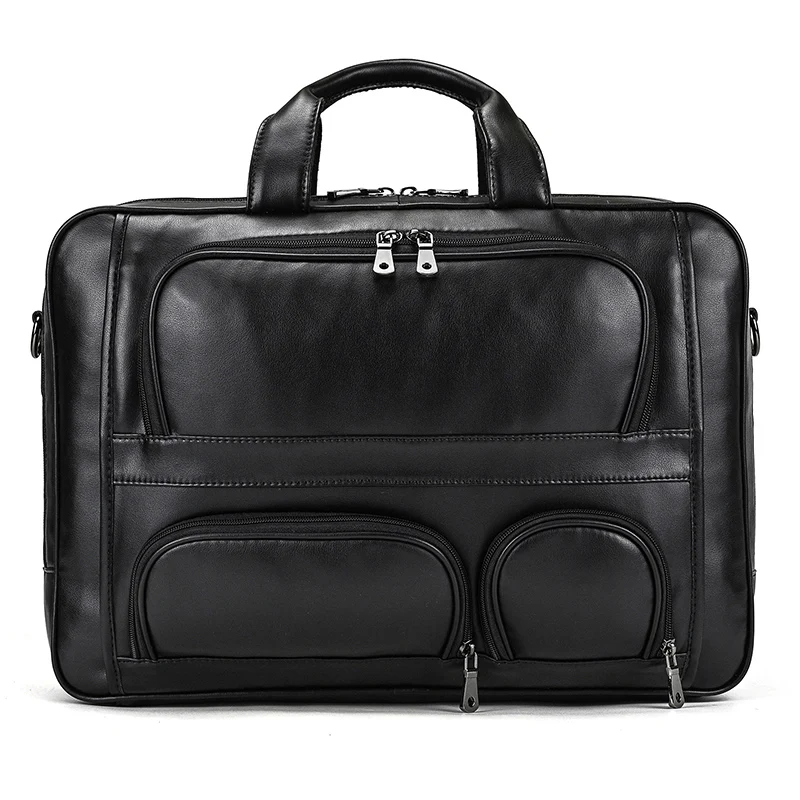 Big Leather Briefcase Double Layer Genuine Leather Office Business Bags For Layer Doctor Real Leather Laptop Briefcase 17\