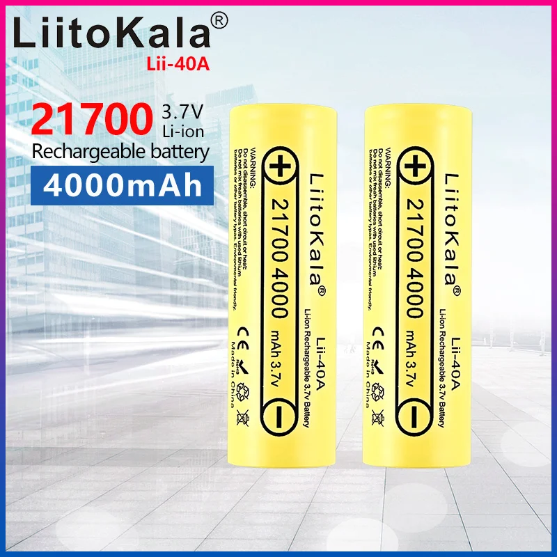 1-20pcs LiitoKala Lii-40A 21700 4000mah Rechargeable Battery 3.7V 10C discharge High Power batteries High Drain Batteries