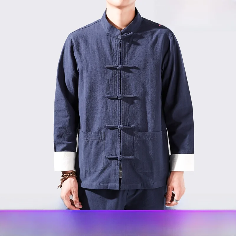 

Middle-Aged And ly Men's Tang Suit Sle Tai Chi Clothes Cotton Linen Buddhist Zen i Fu Summer Autumn Cotton Linen