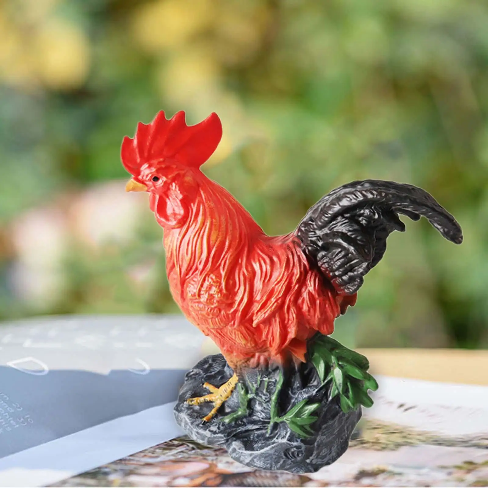 Chicken Figurine Cock Sculpture,Home Decorations Crafts,Decorative Feng Shui Decor Rooster Statue for Birthday New Year Hotel