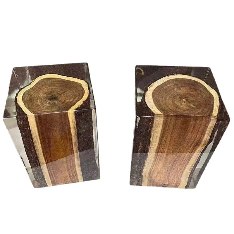 

Stool transparent epoxy resin pier crystal log tea stool ornament acrylic soft seat stool wooden pier edge few chairs