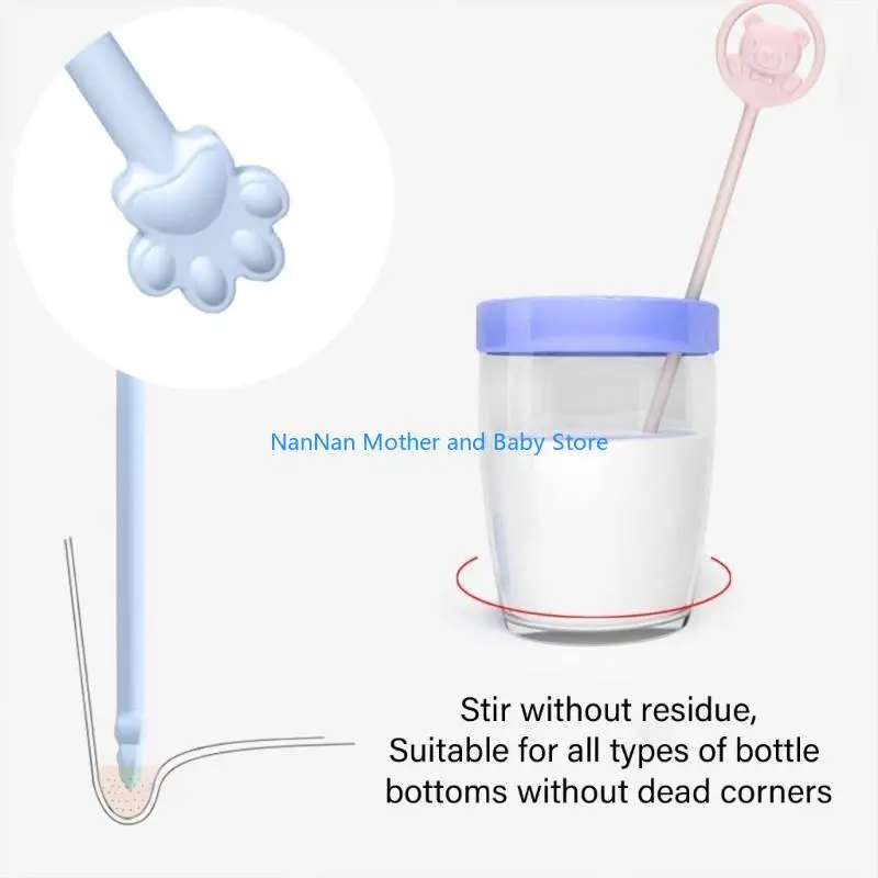 ملعقة خلط مسحوق حليب الأطفال الرضع من كارتون، قضيب طويل لتحريك القهوة