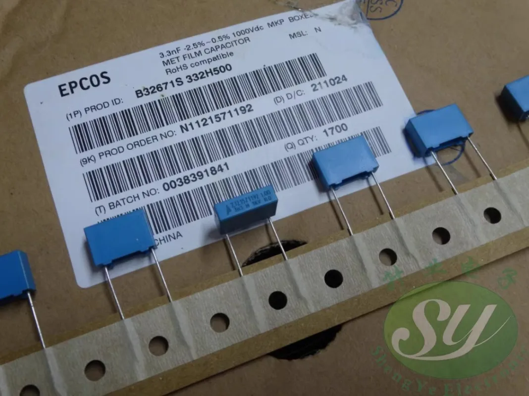 

10PCS EPCOS 0.0033uf/1000v 3.3nf 3n3 3300pf 332 New film capacitor 10mm B32671S332H500