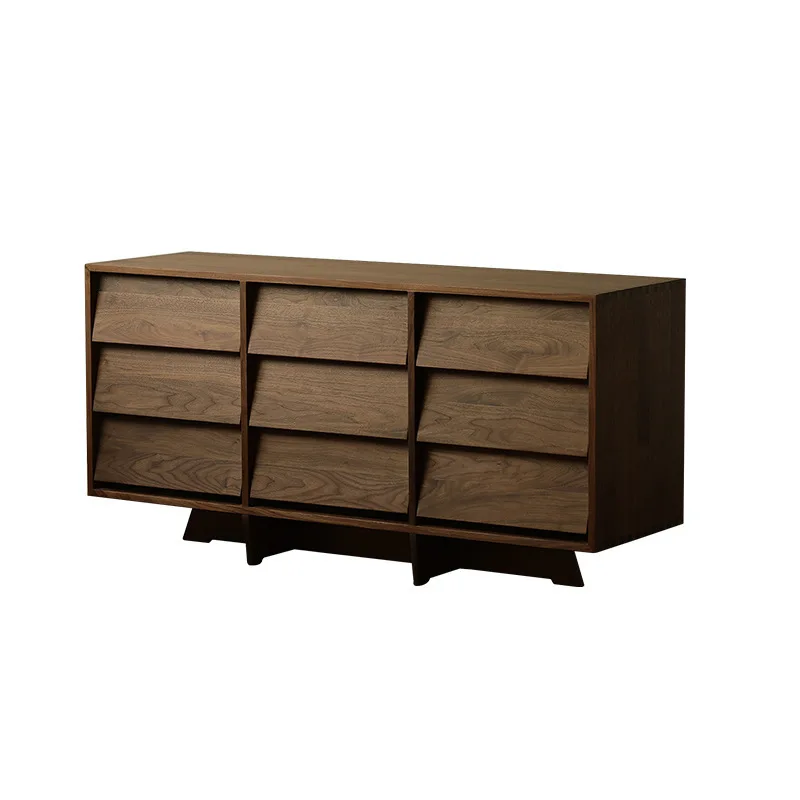 

black walnut nine chest cabinet bedroom living room modern simple storage cabinet Japanese light luxury storage drawer cabinet