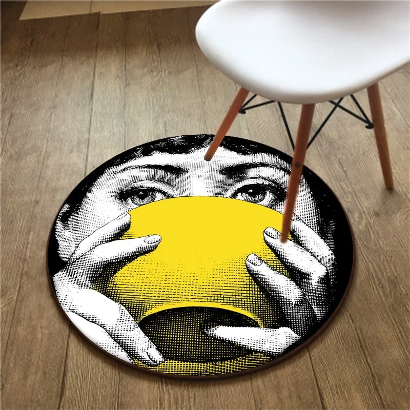 Black and White Girl Avatar Living Room Decoration 3d Carpet Circle Rug Rug For Living Room Area Rug For Living Room Outdoor Rug