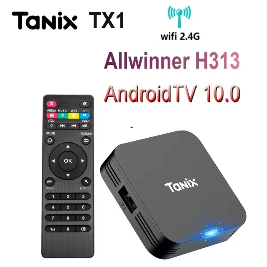 Global Android 10.0 TV Box Tanix TX1 CPU Allwinner H313 Support 4K 2.4G Wifi RAM 2GB ROM 16GB 8GB Multi Language Smart TV BOX
