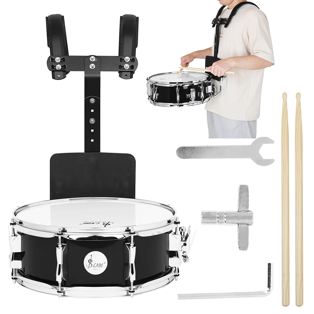 

SLADE14 × 5.5-inch Marching Snare Drum Set Performance Concert Marching Snare Drum with Back Frame Drumsticks Adjusting Key Part