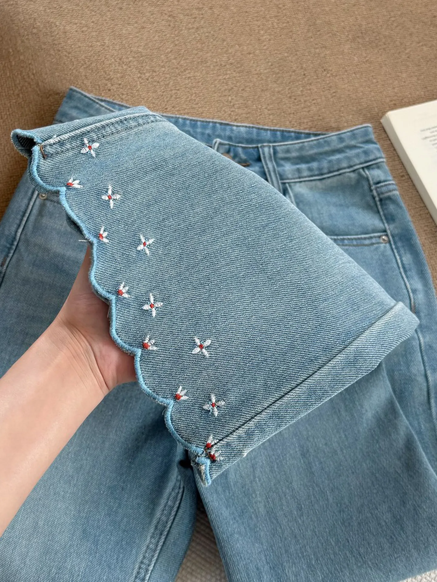 Blue Embroidered Floral Micro  - огляд і ціна Women Shoes Jeans