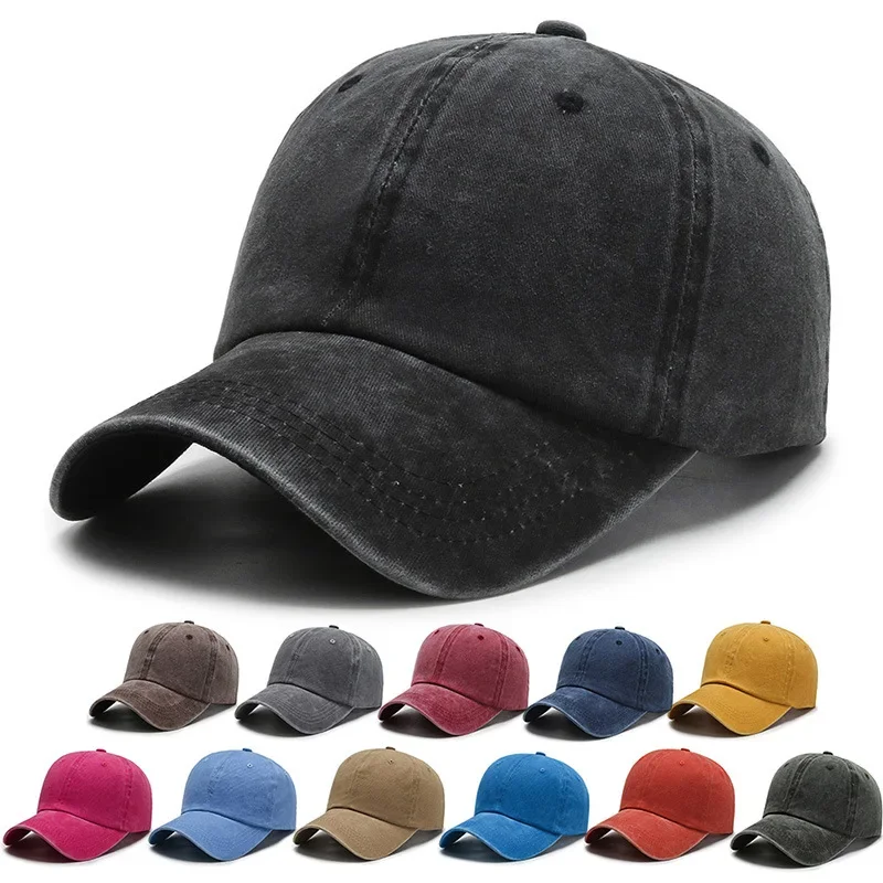 Solid Washed Denim Baseball Cap Vintage Unisex Cotton Sport Hat Outdoor Soft Top Breathable Versatile Sunshade Caps Women Men