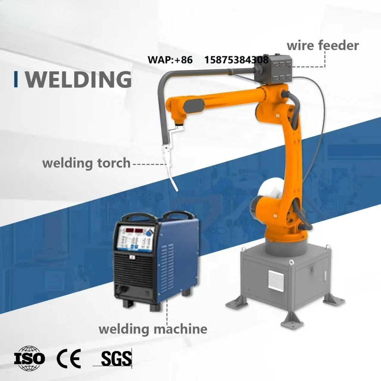 Automatic Robotic Welding Machine 6 Axis High Precision Welding Robot for Metal Furniture Automotive Welding