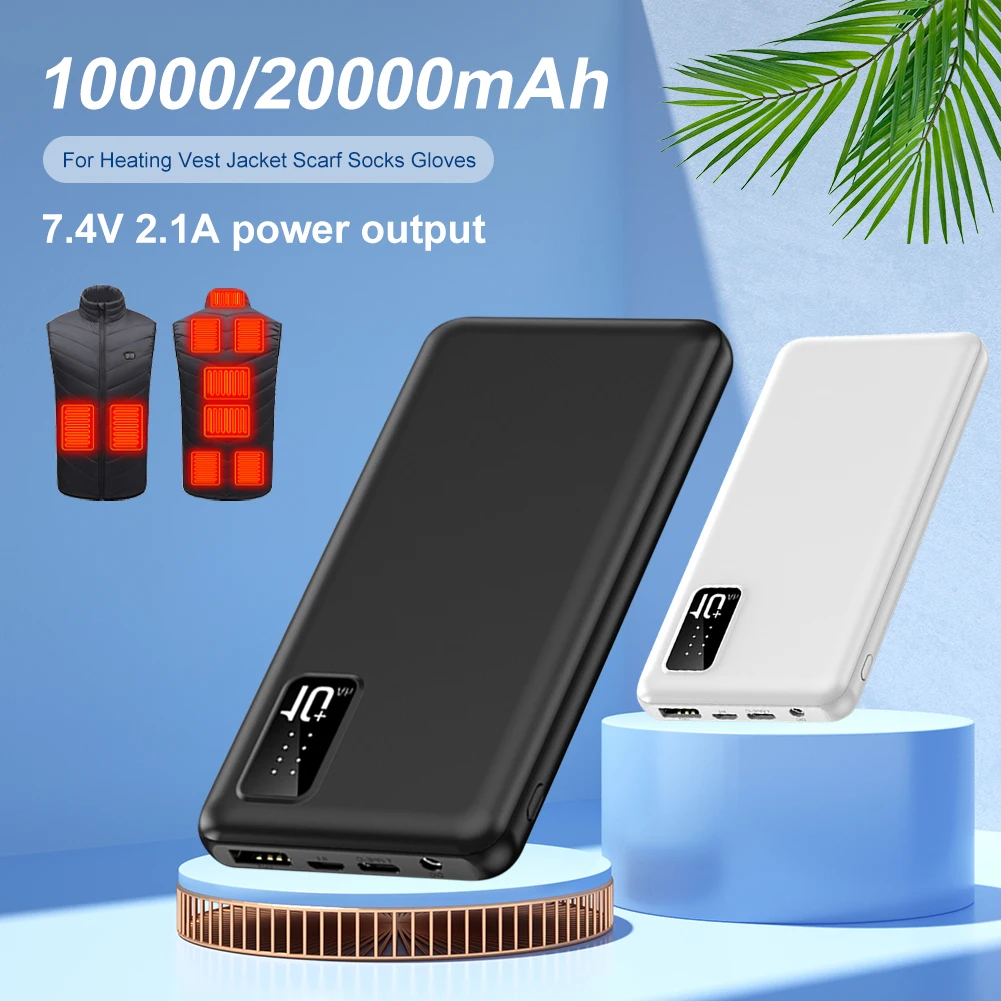 20000mAh Power Bank Mini External Battery Charger Pack For Heating Jacket Sweater Socks Gloves Electric Heating Equipment