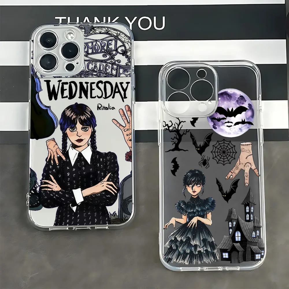 New Wednesday Addam Phone Case For iPhone 17 16 16e 15 14 13 12 11 Mini Pro Max X XR XSMax 7 8 Air Plus Transparent Back Cover