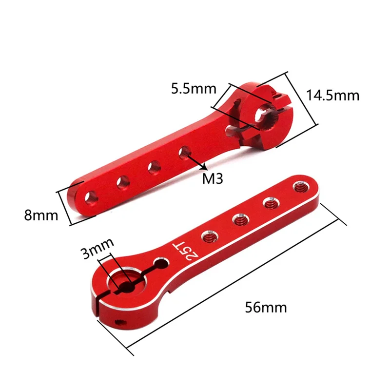 ABXE-2Set 56Mm 25T Metal Servo Extension Servo Horn For 1/10 RC Crawler Car Boat Futaba HSP Wltoys Axial SCX10 Traxxas,1